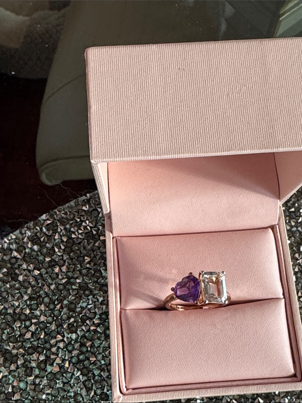 JEN by Jennifer Miller Toi et Moi Gemstone Rings Sterling&Rose Gold 7.5